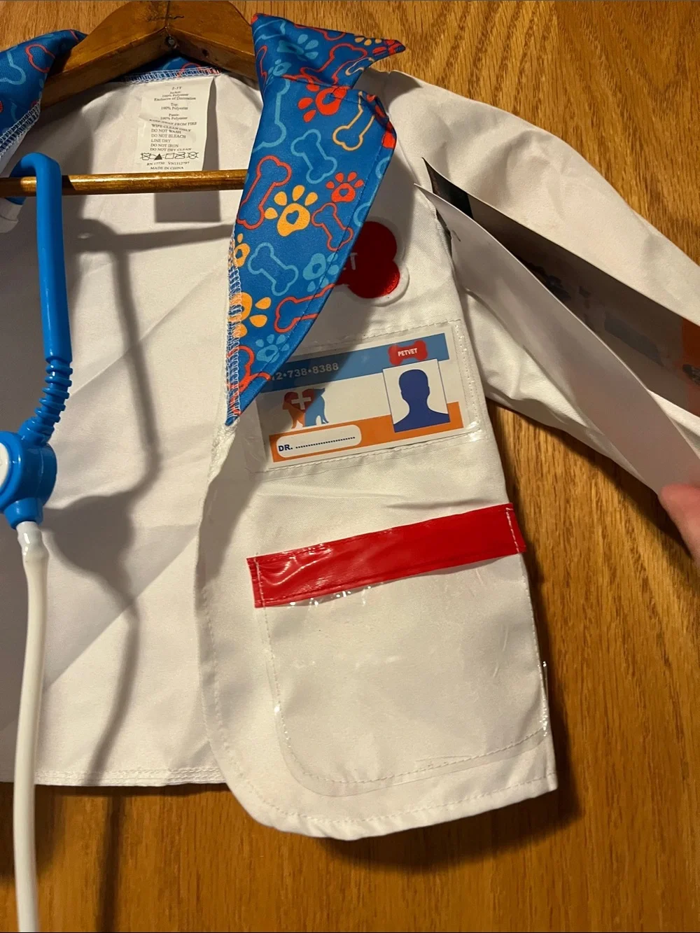 Target Kids White and Blue Paw-Print Doctor Costume with Red Accents